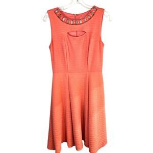 Studio One Women's Dress Size 4 Orange Embellished Sleeveless  Misses Small S